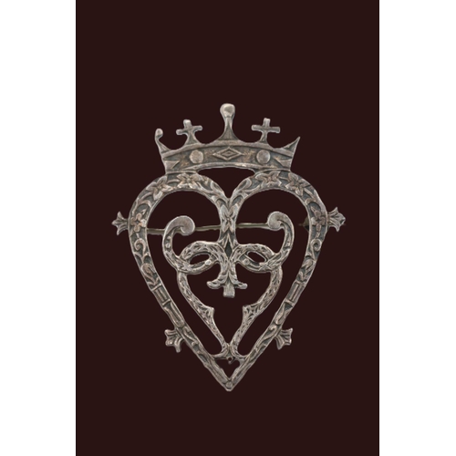 210 - A Scottish Silver Lucken booth Brooch of Heart design with surmounted Coronet by Celtic Art Industri... 