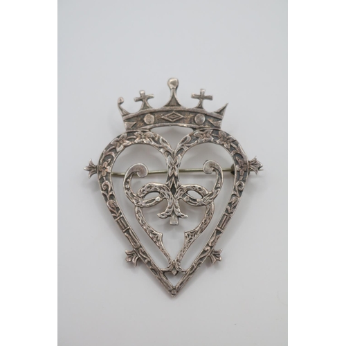 210 - A Scottish Silver Lucken booth Brooch of Heart design with surmounted Coronet by Celtic Art Industri... 