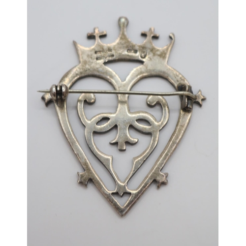 210 - A Scottish Silver Lucken booth Brooch of Heart design with surmounted Coronet by Celtic Art Industri... 