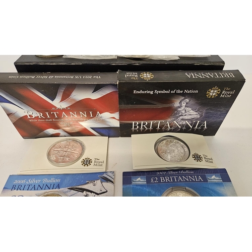 176 - Collection of 14 Silver Coins to include Twelve Silver Britannia Coins in packaging and 2 Cased Roya... 