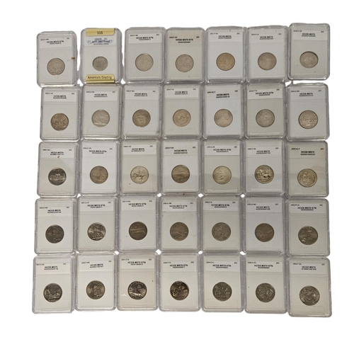 177 - Large Collection of Graded American Quarter Dollar coins mainly 2000s. HCGS Encapsulated. 75 Pieces.