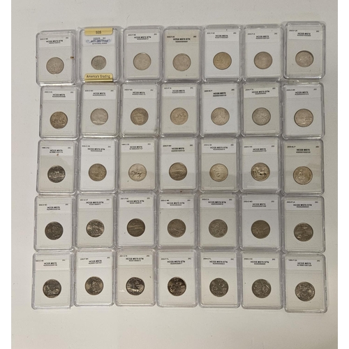 177 - Large Collection of Graded American Quarter Dollar coins mainly 2000s. HCGS Encapsulated. 75 Pieces.