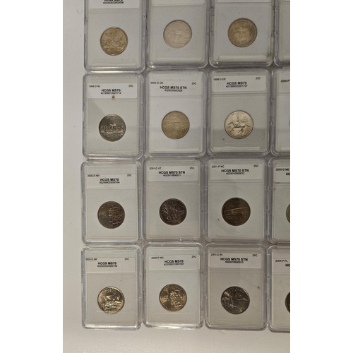 177 - Large Collection of Graded American Quarter Dollar coins mainly 2000s. HCGS Encapsulated. 75 Pieces.