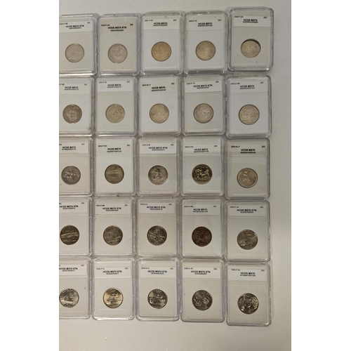 177 - Large Collection of Graded American Quarter Dollar coins mainly 2000s. HCGS Encapsulated. 75 Pieces.