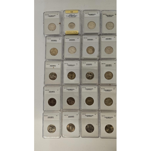 177 - Large Collection of Graded American Quarter Dollar coins mainly 2000s. HCGS Encapsulated. 75 Pieces.