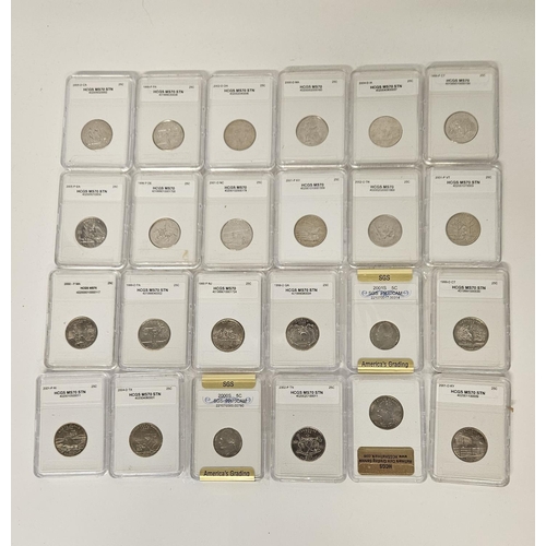 177 - Large Collection of Graded American Quarter Dollar coins mainly 2000s. HCGS Encapsulated. 75 Pieces.