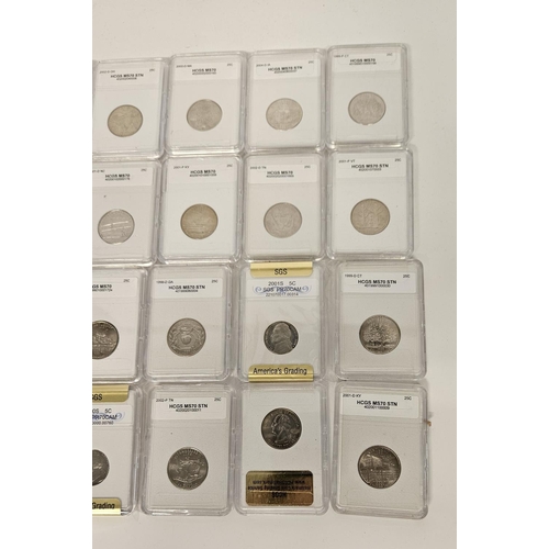 177 - Large Collection of Graded American Quarter Dollar coins mainly 2000s. HCGS Encapsulated. 75 Pieces.