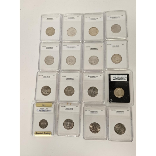 177 - Large Collection of Graded American Quarter Dollar coins mainly 2000s. HCGS Encapsulated. 75 Pieces.