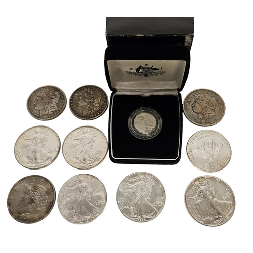 179a - Collection of American Silver Dollars 1891, 1898, 1992, 1993, 2002, 1987, 1989 and Bullion and a Cas... 