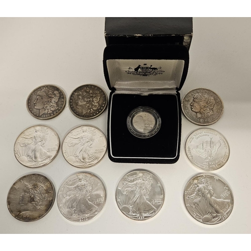 179a - Collection of American Silver Dollars 1891, 1898, 1992, 1993, 2002, 1987, 1989 and Bullion and a Cas... 