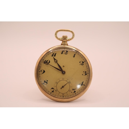 235 - 1940s 18K Gold cased pocket watch with numeral dial. 45mm in Diameter. 48g total weight