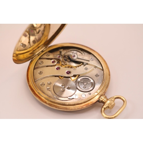 235 - 1940s 18K Gold cased pocket watch with numeral dial. 45mm in Diameter. 48g total weight