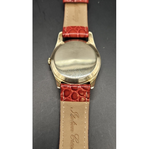 240 - Omega Gentlemen's 9ct Gold cased 17 Jewel Hand winding wrist watch C.1965 on later Red Leather Strap... 