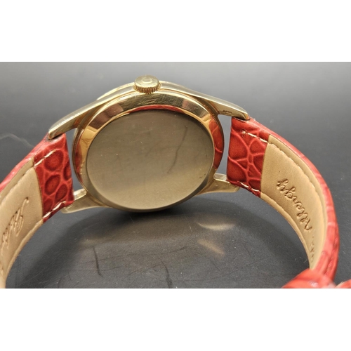 240 - Omega Gentlemen's 9ct Gold cased 17 Jewel Hand winding wrist watch C.1965 on later Red Leather Strap... 