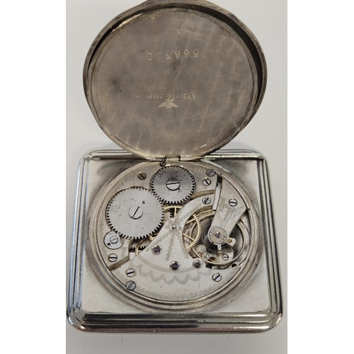 243 - Vintage Square Cased Tavanna Watch Co Pocket watch with numeral Dial with Swiss figural decorated ca... 