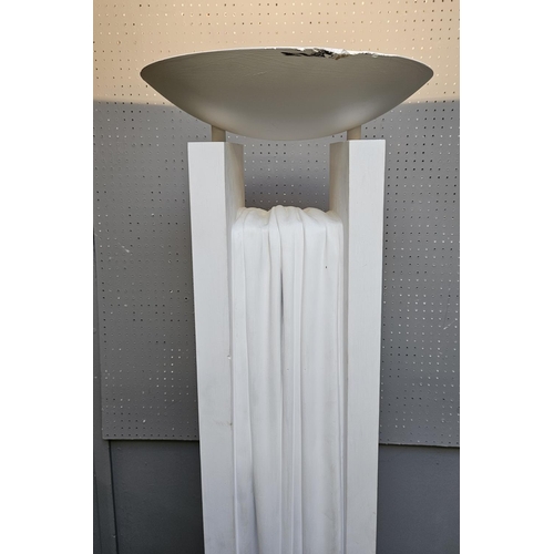 84b - Loic Beuchet 1980s design Plaster Model 1391 Floor Lamp. Plaster column with surmounted uplight. 175... 