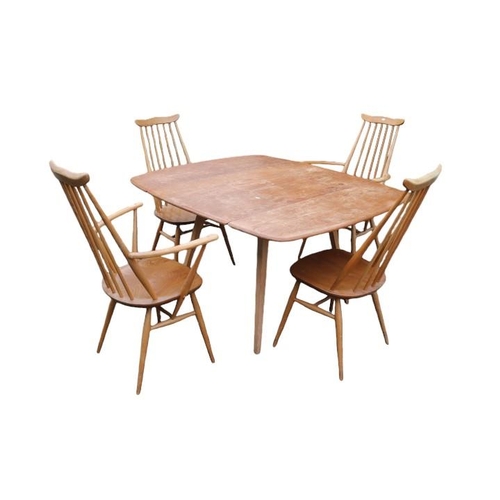 314 - Ercol Blonde Elm Mid Century 1970s Drop leaf dining table with 4 Chairs model 369. 124cm in in Lengt... 