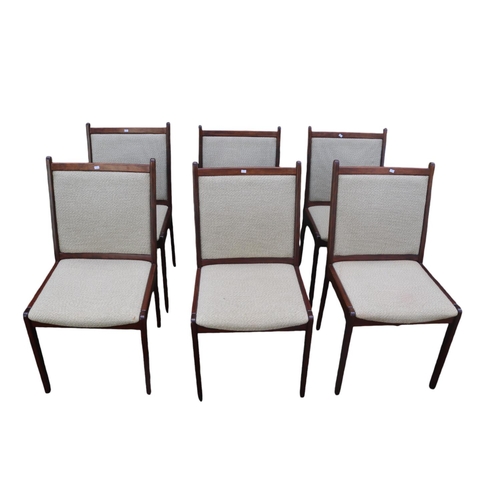 325 - Set of 6 Mid Century Danish style dining chairs with upholstered seat and backs in the manner of Uld... 