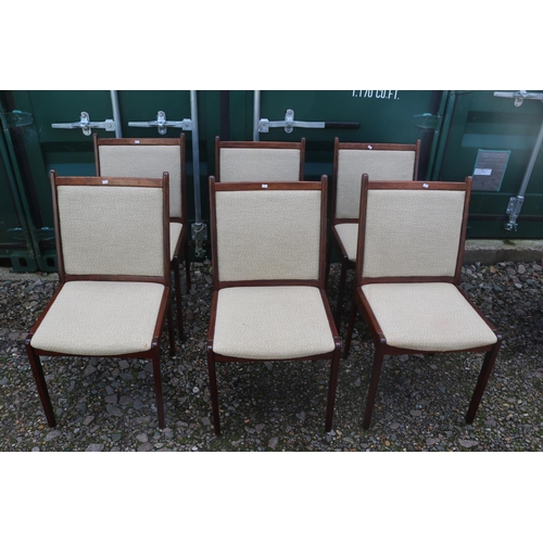 325 - Set of 6 Mid Century Danish style dining chairs with upholstered seat and backs in the manner of Uld... 