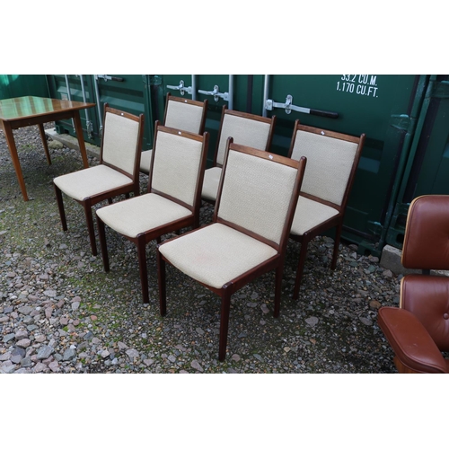 325 - Set of 6 Mid Century Danish style dining chairs with upholstered seat and backs in the manner of Uld... 