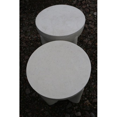 328 - Pair of Italian Mid Century Miles White Plaster textured side tables. 38cm x 48cm