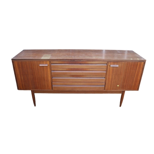 334 - White & Newton Mahogany and Rosewood Sideboard of 2 cupboards flanking 4  drawers on tapering legs. ... 