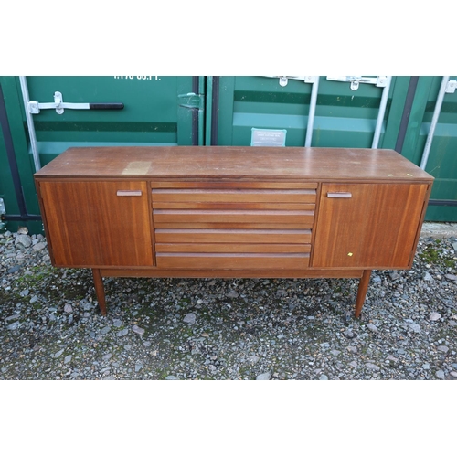 334 - White & Newton Mahogany and Rosewood Sideboard of 2 cupboards flanking 4  drawers on tapering legs. ... 