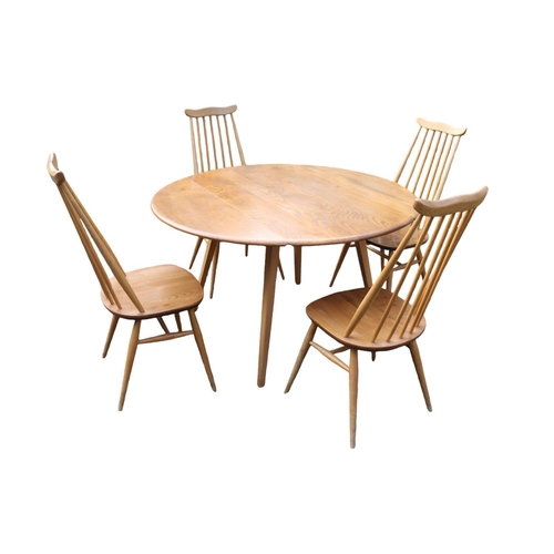 338 - Ercol Golden Dawn drop leaf dining table and 4 chairs. 124cm x 71cm x 113cm