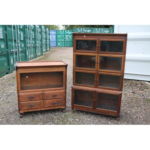 346 - Henry Hammer & Sons Globe-Wernicke style sectional glazed bookcase with 4 drawers to base and paw fe... 