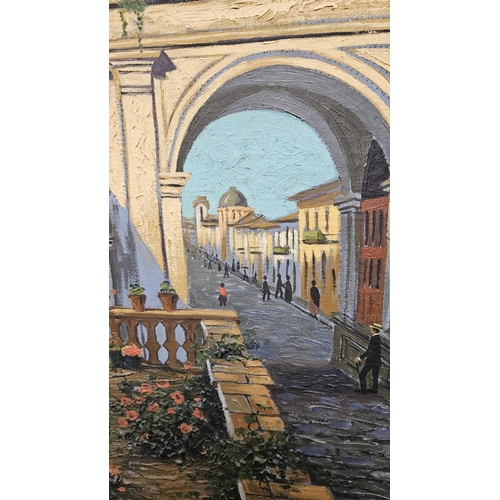 254 - South American Oil on canvas entitled 'Ol Olico d'la Reina' I calle Garcia Mozeno quito Ecuador 1930... 