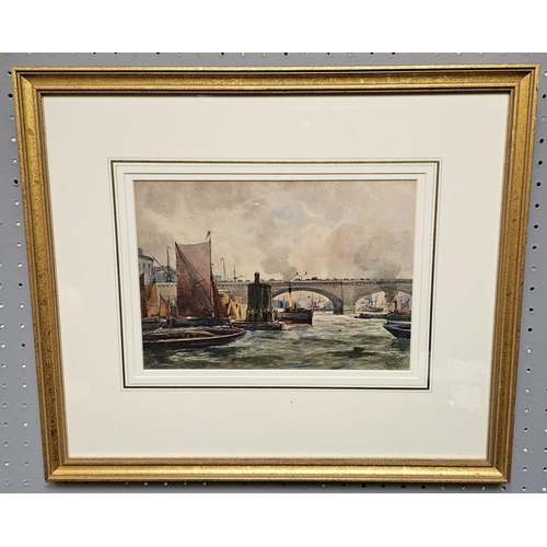 262 - Robert Malcolm Lloyd (active 1879 - 1907); Shipping on the Thames near London Bridge, signed and dat... 