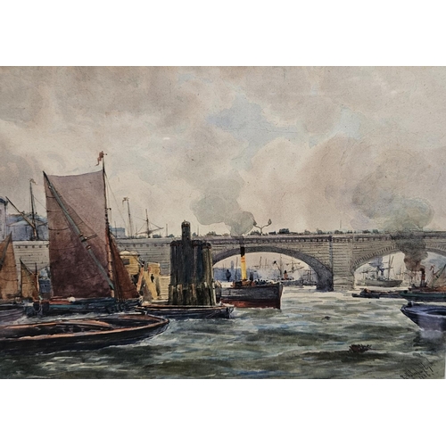 262 - Robert Malcolm Lloyd (active 1879 - 1907); Shipping on the Thames near London Bridge, signed and dat... 