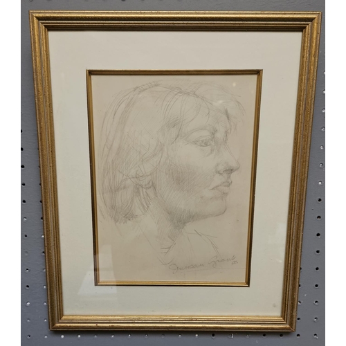 264 - In the style of Duncan Grant (Scottish, 1885-1978). Pencil sketch portrait of an unknown lady sitter... 