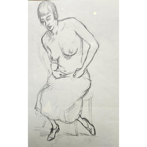 265 - In the style of Duncan Grant (Scottish, 1885-1978) Pencil sketch full body portrait of a scantily cl... 