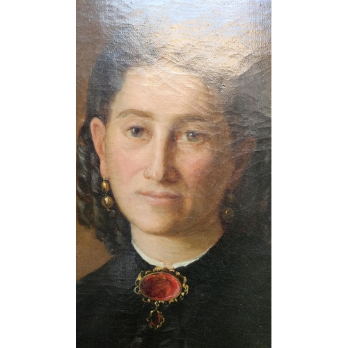 268 - 19thC Oil on canvas of a Victorian Lady 'Aunt Jane Hunt' unsigned. 49 x 59cm