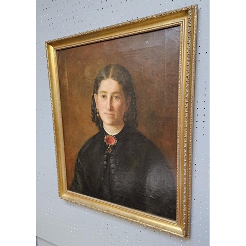 268 - 19thC Oil on canvas of a Victorian Lady 'Aunt Jane Hunt' unsigned. 49 x 59cm