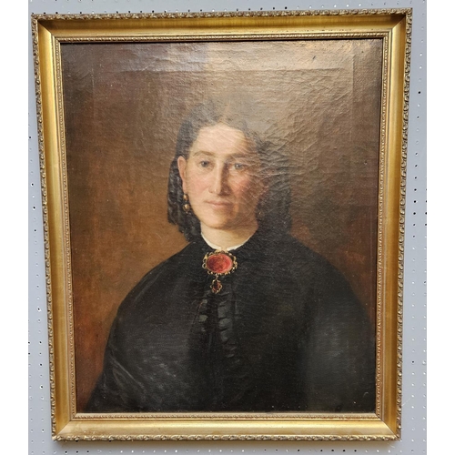 268 - 19thC Oil on canvas of a Victorian Lady 'Aunt Jane Hunt' unsigned. 49 x 59cm