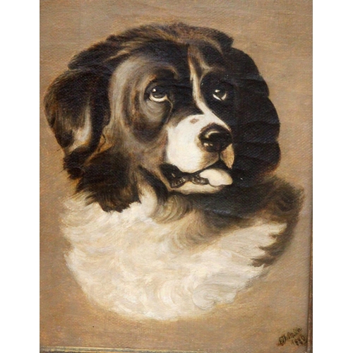 272 - Follower of Sir Edwin Landseer Signed Oil on Canvas Study of a Newfoundland Dog in Gilt Frame 1880. ... 