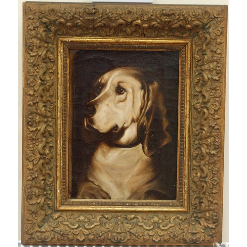 273 - Follower of Sir Edwin Landseer Signed Oil on Canvas Study of a Hound in Gilt Frame 1880. Oil on Canv... 