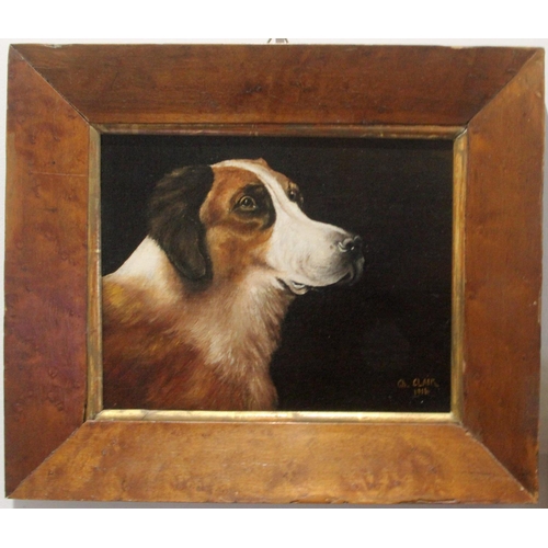 274 - Charles Clair (1860-1947), French, Dog Portrait Oil on Canvas 1914. Oil on canvas dog portrait by Fr... 