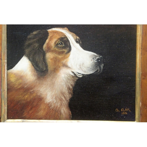 274 - Charles Clair (1860-1947), French, Dog Portrait Oil on Canvas 1914. Oil on canvas dog portrait by Fr... 