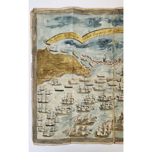 280 - Nelson Interest; Watercolour of the English & Danish Fleets engaging at Copenhagen April 2nd 1801. 3... 