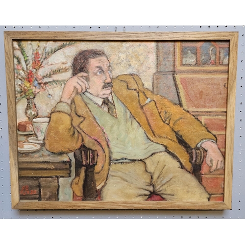 285 - Peter Samuelson (British, 1912-1996); Painting of a Gentleman seated in Elbow chair signed and dated... 