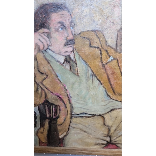 285 - Peter Samuelson (British, 1912-1996); Painting of a Gentleman seated in Elbow chair signed and dated... 