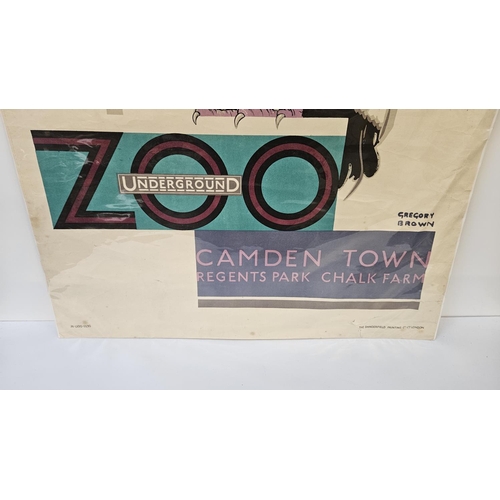 293 - Gregory F Brown (1887-1941) RA British, 'Zoo', 1930 a rare London Zoo, Camden Town, Regents Park, Ch... 