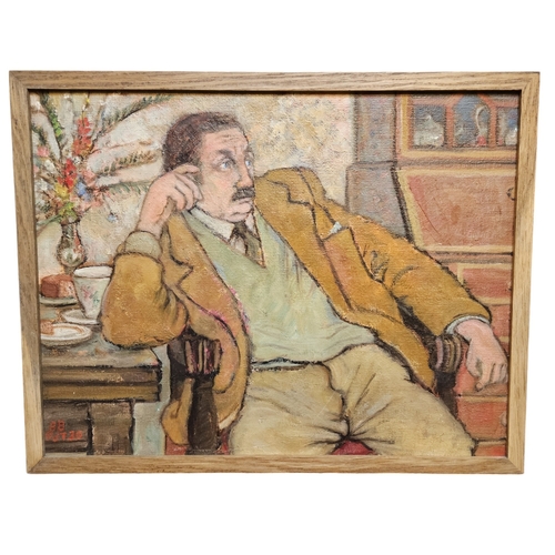 285 - Peter Samuelson (British, 1912-1996); Painting of a Gentleman seated in Elbow chair signed and dated... 