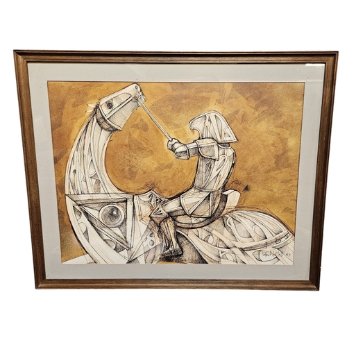 288 - Peter Nuttall (British 1943-2011);Knight on Horseback signed and dated 'Peter Nuttall 87.' Watercolo... 