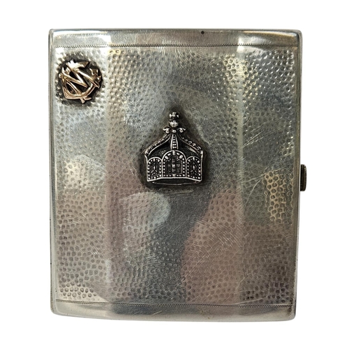 128 - Imperial German Silver hammered Cigarette case with applied Monogram for Carl Menckhoff (14 April 18... 