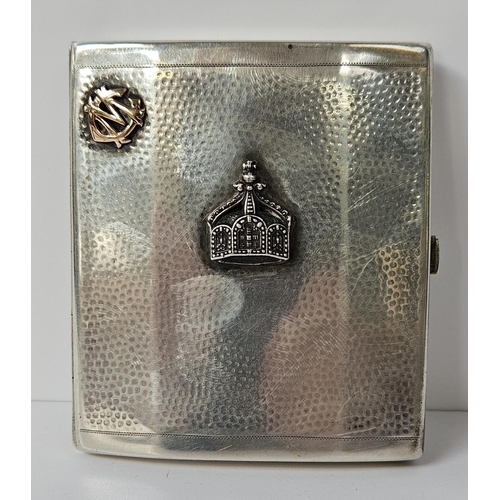 128 - Imperial German Silver hammered Cigarette case with applied Monogram for Carl Menckhoff (14 April 18... 