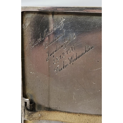 128 - Imperial German Silver hammered Cigarette case with applied Monogram for Carl Menckhoff (14 April 18... 